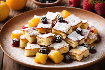 Kaiserschmarrn, Austria's shredded pancake delight. Fluffy, sweet, and iconic. Elevate your dessert experience with this traditional treat.