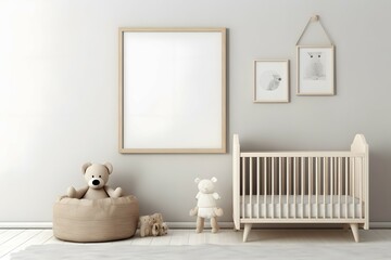 a nursery wall art blank and empty mockup, mockup blank and empty with white background