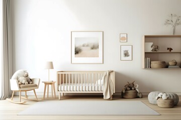 a nursery wall art mockup, mockup blank and empty with white background