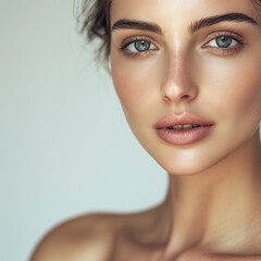 Fototapeta premium Portrait of a woman with flawless skin, natural makeup