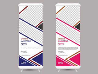 abstract rollup banner design in geometric style.
