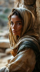 Arab Woman with Austere Clothes in Biblical Times