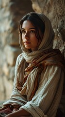 Arab Woman with Austere Clothes in Biblical Times