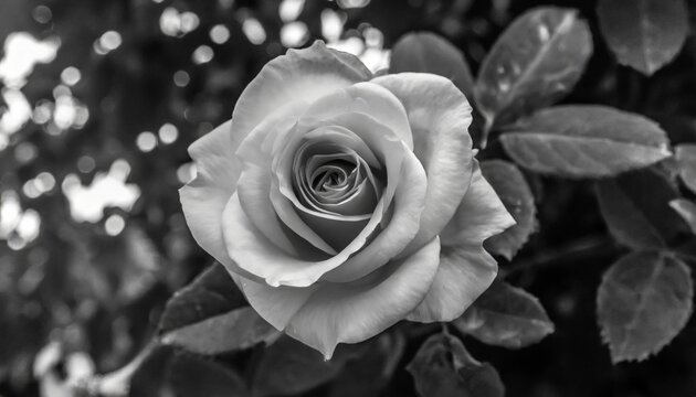 rose closed up on black and white photography