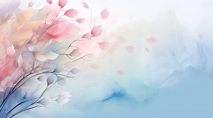  Background illustration with flowers for holiday cards,Generated by AI