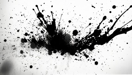 expressive splash artistic black ink splatters on a pristine white background brushwritten masterpiece