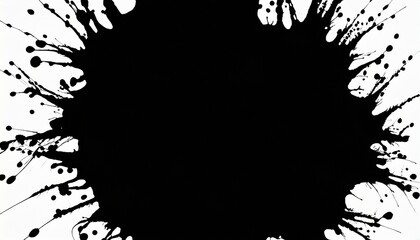 blots of black ink on white background flat lay space for text