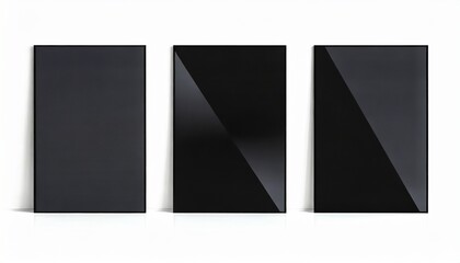 three black posters isolated on a white background
