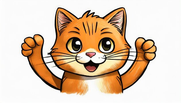 cute red cat shows hello everything is super cat character hand drawn style sticker emoji