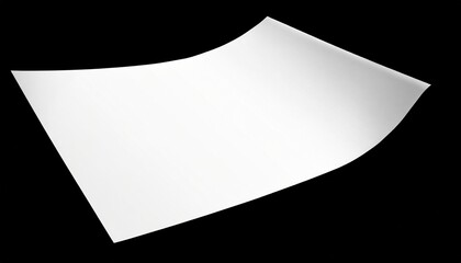 white paper sheet with bends isolated on black background