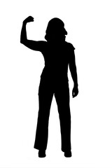 silhouette of a woman in black and white showing the bicep