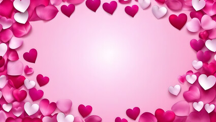 Fototapeta na wymiar Lovely Valentine background adorned with pink heart-shaped petals