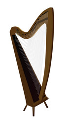 Brown ancient harp. vector illustration