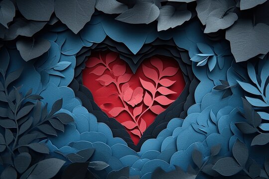 Valentine's day papercut heart