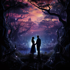 Lovers in an enchanted forest