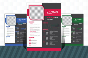 Vector creative resume cv design With 3color.