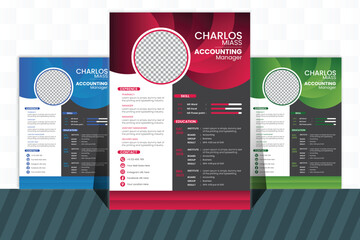 Vector creative resume cv design With 3color.