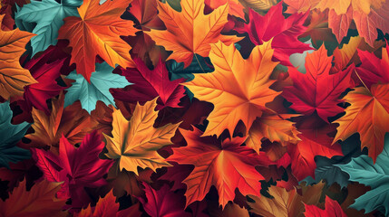 Naklejka na ściany i meble colorful maple leaves background