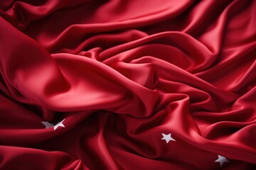 Obraz premium Red silk fabric with white stars