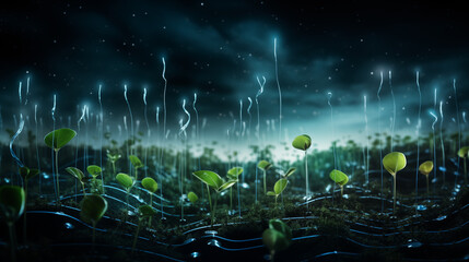 Fototapeta premium pflanzen, grün, licht, energie, design, natur, kunst, hell, computergrafik, dekor, plants, green, light, energy, design, nature, art, bright, computer graphics, décor