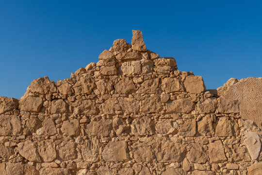 The ruins of the Byzantine Church on Masada in the Judean Desert in Israel.
