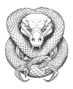 coloring page for adults, mandala, Pine Snake snake image, white background, clean line art, fine line art