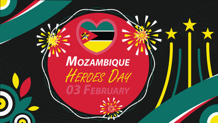 Mozambique Heroes Day vector banner design. Happy Mozambique Heroes Day modern minimal graphic poster illustration.
