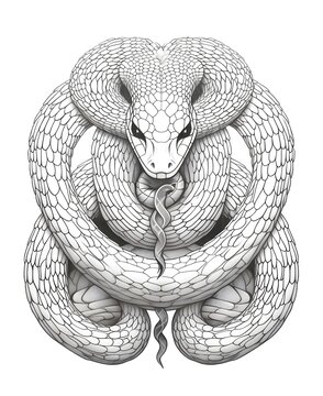 coloring page for adults, mandala, Eastern Hognose Snake snake image, white background, clean line art, fine line art