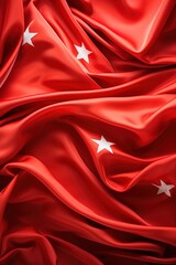 Red Silk Flag with Five White Stars