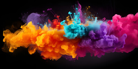 Colorful smoke isolated on black background Abstract art Background