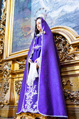 figure of Our Lady of Sorrows in the Interior of the Basilica of the Martires, Church of the Holy Sacrament, Lisbon-estremadura-portugal.1-1-2024
