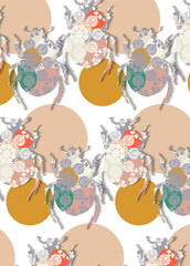 Seamless pattern with bugs and circles