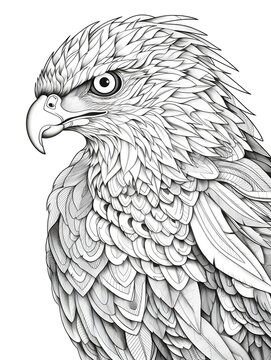 coloring page for adults, mandala, Ayres s Hawk Eagle image, white background, clean line art, fine line art