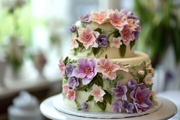 Beautiful Decorative Cake, with Floral Fondant 
