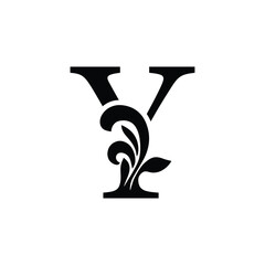 letter Y. flower letters. Vintage ornament initial Alphabet. Logo vector	
