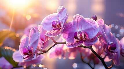 Purple orchid against a lavender background,