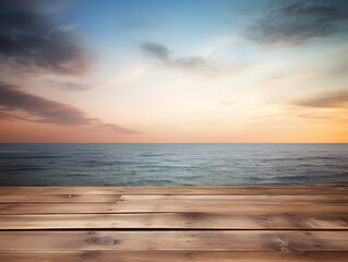 Fototapeta na wymiar Wooden dock over calm sea at sunset