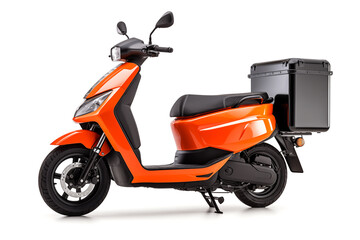 Modern Orange Delivery Scooter Isolated on White