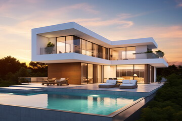 Fototapeta premium Modern luxury house with pool