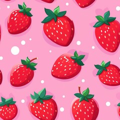 Pink background seamless strawberry pattern