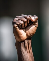 Close up of a hand of a black African American man with a clenched fist