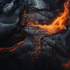 dusty coal and ash, detail of a lava stream
