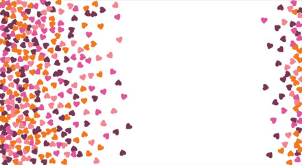 Festive heart banner design. Valentine's Day. Bright confetti hearts. Vector illustration.