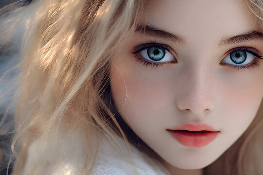 It is the image of a girl looking at me with lovely eyes. Generative AI, 