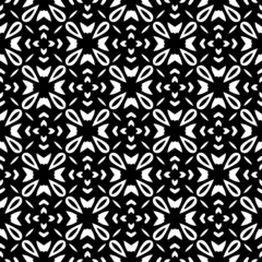 Schilderijen op glas Monochrome pattern, Abstract texture for fabric print, card, table cloth, furniture, banner, cover, invitation, decoration, wrapping.seamless repeating pattern.Black and white color. © t2k4