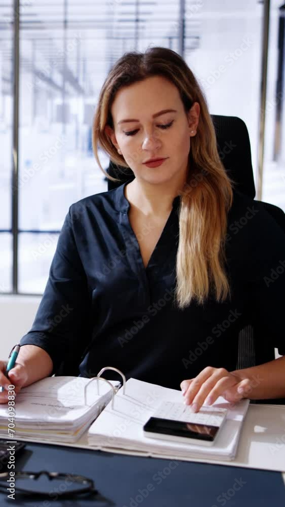 Aufkleber Accountant Using E Invoice Software At Computer