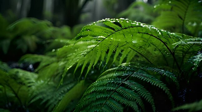 fern plant leaf pattern in lush forest environment