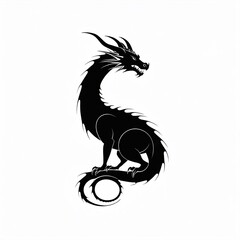 Dragon logo style vector illustration. Black dragon vector illustration on a white background. Generative AI