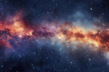 A panoramic view of an intergalactic highway A dense trail of stars and nebulae connecting galaxies