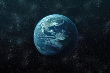 Obraz premium A serene view of a habitable exoplanet with blue oceans and green continents from space
